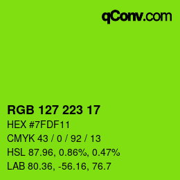 Color code: RGB 127 223 17 | qconv.com