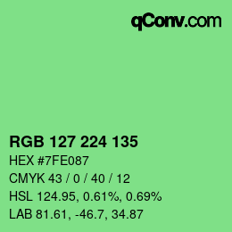 Color code: RGB 127 224 135 | qconv.com