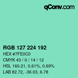 Color code: RGB 127 224 192 | qconv.com