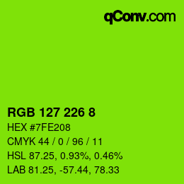 カラーコード: RGB 127 226 8 | qconv.com