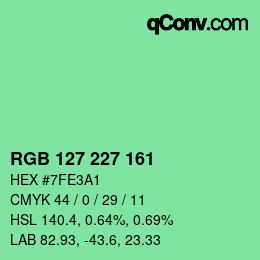 Farbcode: RGB 127 227 161 | qconv.com