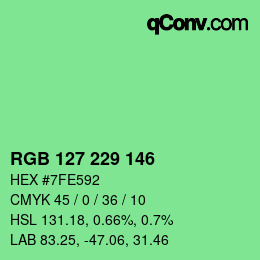 Color code: RGB 127 229 146 | qconv.com
