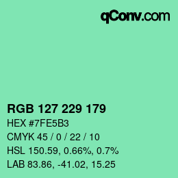 Color code: RGB 127 229 179 | qconv.com