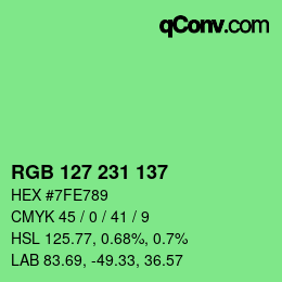 Color code: RGB 127 231 137 | qconv.com