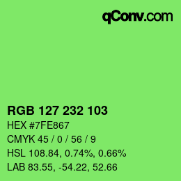 Color code: RGB 127 232 103 | qconv.com