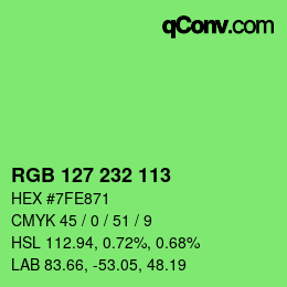 Color code: RGB 127 232 113 | qconv.com