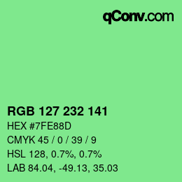 Color code: RGB 127 232 141 | qconv.com