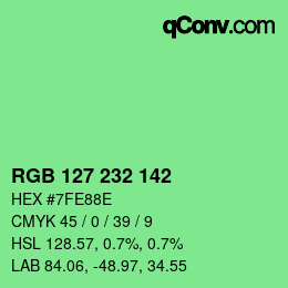 Color code: RGB 127 232 142 | qconv.com