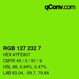 Color code: RGB 127 232 7 | qconv.com