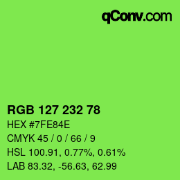 Color code: RGB 127 232 78 | qconv.com
