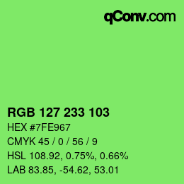 Color code: RGB 127 233 103 | qconv.com