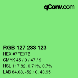 Color code: RGB 127 233 123 | qconv.com