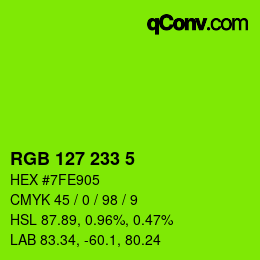 Color code: RGB 127 233 5 | qconv.com