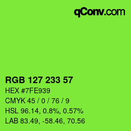 Color code: RGB 127 233 57 | qconv.com