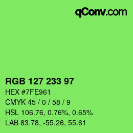 Color code: RGB 127 233 97 | qconv.com
