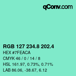 カラーコード: RGB 127 234.8 202.4 | qconv.com