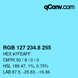 カラーコード: RGB 127 234.8 255 | qconv.com