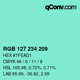 Color code: RGB 127 234 209 | qconv.com