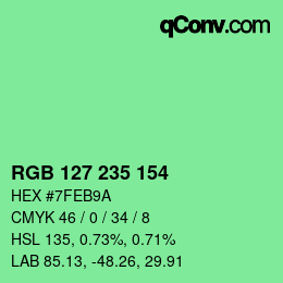 カラーコード: RGB 127 235 154 | qconv.com