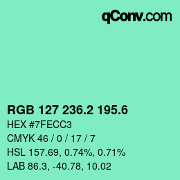 カラーコード: RGB 127 236.2 195.6 | qconv.com