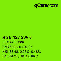 カラーコード: RGB 127 236 8 | qconv.com