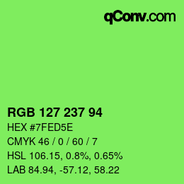 Color code: RGB 127 237 94 | qconv.com