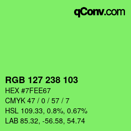 Color code: RGB 127 238 103 | qconv.com