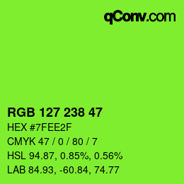 Color code: RGB 127 238 47 | qconv.com