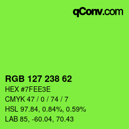 Color code: RGB 127 238 62 | qconv.com