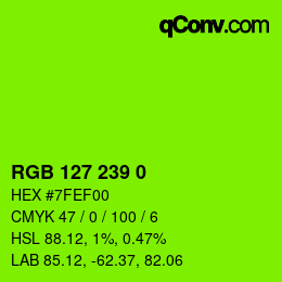 Color code: RGB 127 239 0 | qconv.com