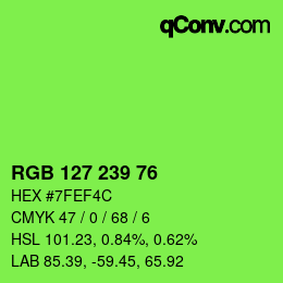 Color code: RGB 127 239 76 | qconv.com