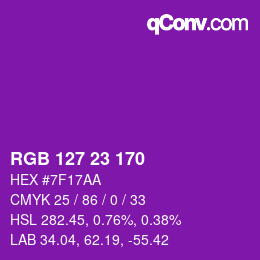 カラーコード: RGB 127 23 170 | qconv.com