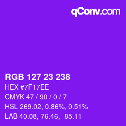 Color code: RGB 127 23 238 | qconv.com
