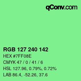 Color code: RGB 127 240 142 | qconv.com