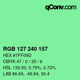 Color code: RGB 127 240 157 | qconv.com