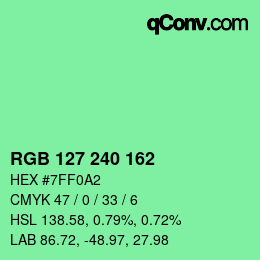 Color code: RGB 127 240 162 | qconv.com