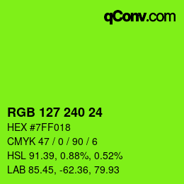 カラーコード: RGB 127 240 24 | qconv.com