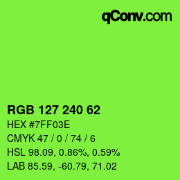 Color code: RGB 127 240 62 | qconv.com