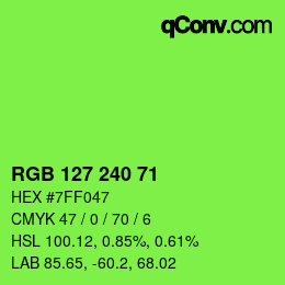 Color code: RGB 127 240 71 | qconv.com
