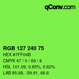 Color code: RGB 127 240 75 | qconv.com