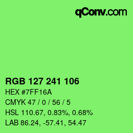 Color code: RGB 127 241 106 | qconv.com