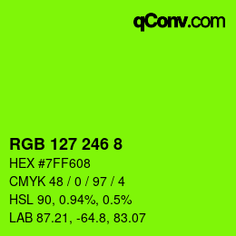 カラーコード: RGB 127 246 8 | qconv.com