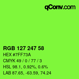 Color code: RGB 127 247 58 | qconv.com