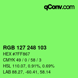 Color code: RGB 127 248 103 | qconv.com
