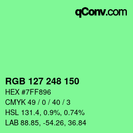 Color code: RGB 127 248 150 | qconv.com