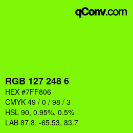 Color code: RGB 127 248 6 | qconv.com