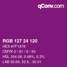 カラーコード: RGB 127 24 120 | qconv.com