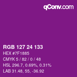 カラーコード: RGB 127 24 133 | qconv.com