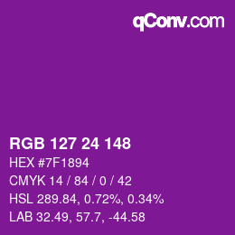 Color code: RGB 127 24 148 | qconv.com