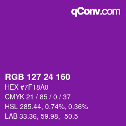 カラーコード: RGB 127 24 160 | qconv.com